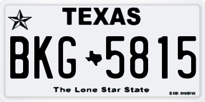 TX license plate BKG5815
