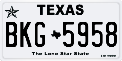 TX license plate BKG5958