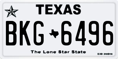 TX license plate BKG6496