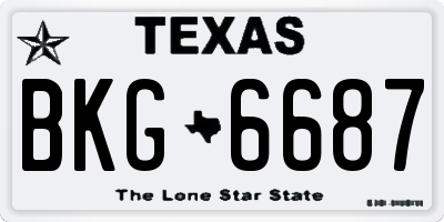 TX license plate BKG6687