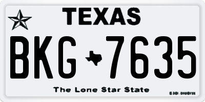 TX license plate BKG7635