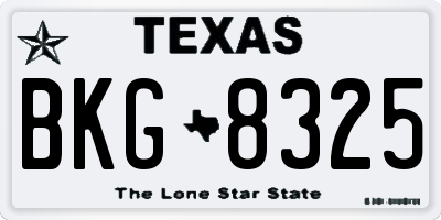 TX license plate BKG8325