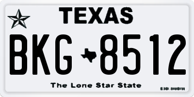 TX license plate BKG8512