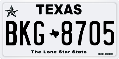 TX license plate BKG8705