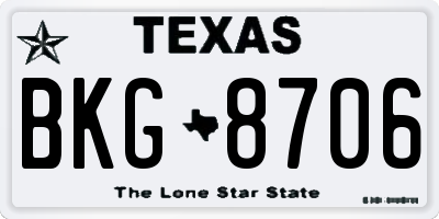 TX license plate BKG8706