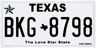 TX license plate BKG8798