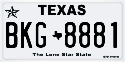 TX license plate BKG8881