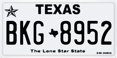 TX license plate BKG8952