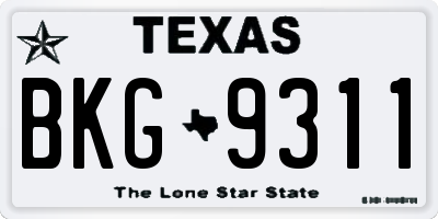 TX license plate BKG9311