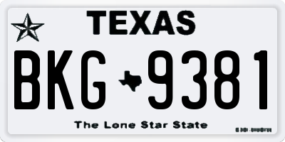 TX license plate BKG9381