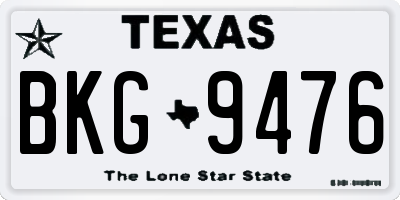 TX license plate BKG9476