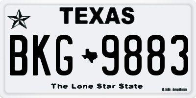 TX license plate BKG9883