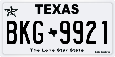 TX license plate BKG9921