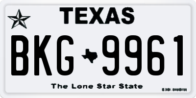 TX license plate BKG9961