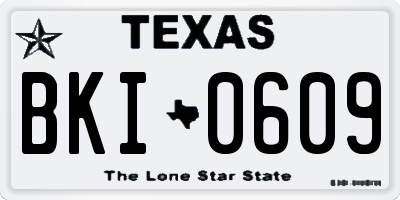 TX license plate BKI0609