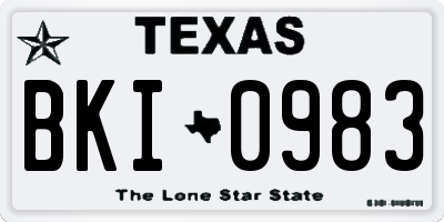 TX license plate BKI0983