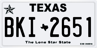 TX license plate BKI2651
