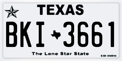 TX license plate BKI3661