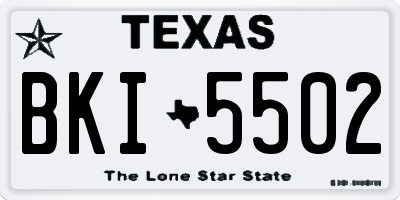 TX license plate BKI5502