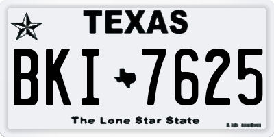TX license plate BKI7625