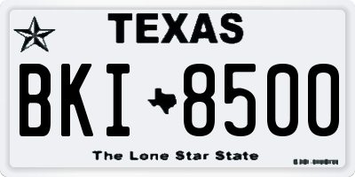 TX license plate BKI8500