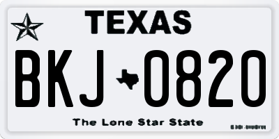 TX license plate BKJ0820