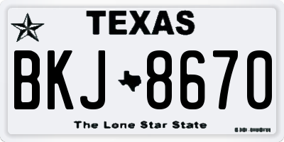 TX license plate BKJ8670