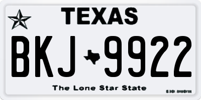 TX license plate BKJ9922
