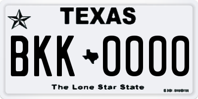 TX license plate BKK0000