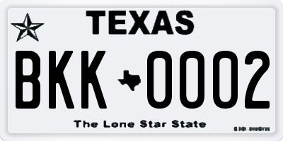 TX license plate BKK0002