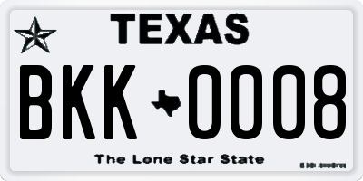 TX license plate BKK0008