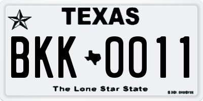 TX license plate BKK0011
