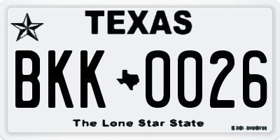 TX license plate BKK0026