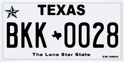 TX license plate BKK0028