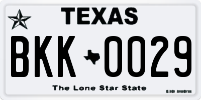 TX license plate BKK0029
