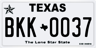 TX license plate BKK0037
