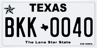 TX license plate BKK0040