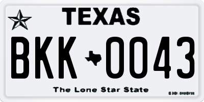 TX license plate BKK0043