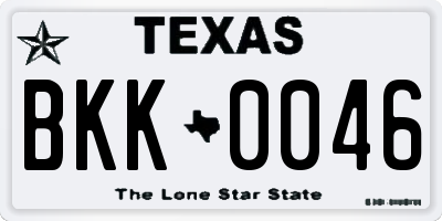 TX license plate BKK0046