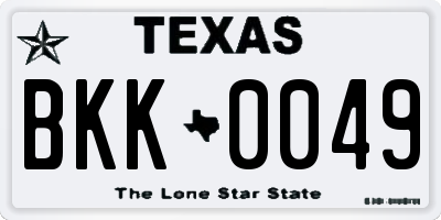 TX license plate BKK0049