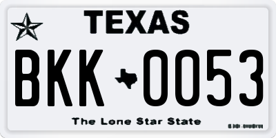TX license plate BKK0053