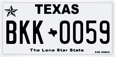 TX license plate BKK0059