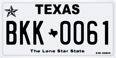 TX license plate BKK0061