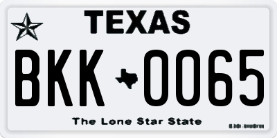 TX license plate BKK0065