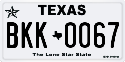 TX license plate BKK0067