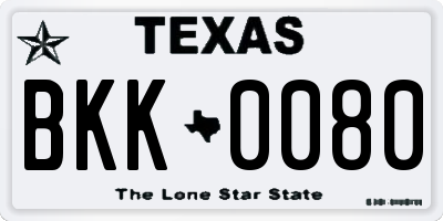 TX license plate BKK0080
