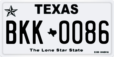 TX license plate BKK0086