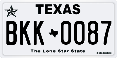 TX license plate BKK0087