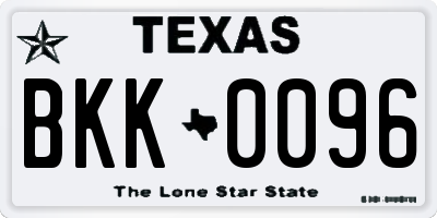 TX license plate BKK0096