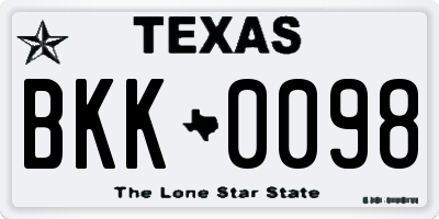 TX license plate BKK0098